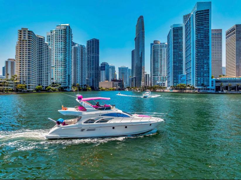 Miami Pink Yacht Pink Panther 60ft 1 %Miami Yacht Rentals%