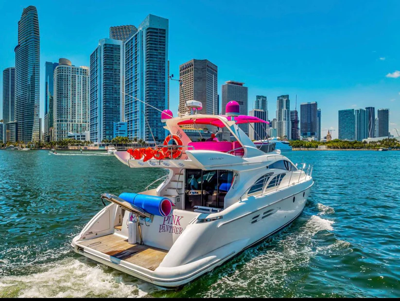 Miami Pink Yacht Pink Panther 60ft 2 %Miami Yacht Rentals%